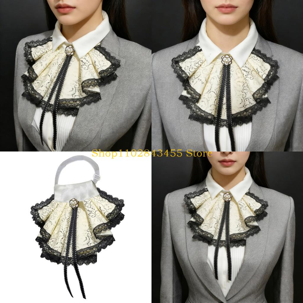 Women'S Fashion Victorian - 49MC 우아한 레이스 Jabot 분리형 칼라