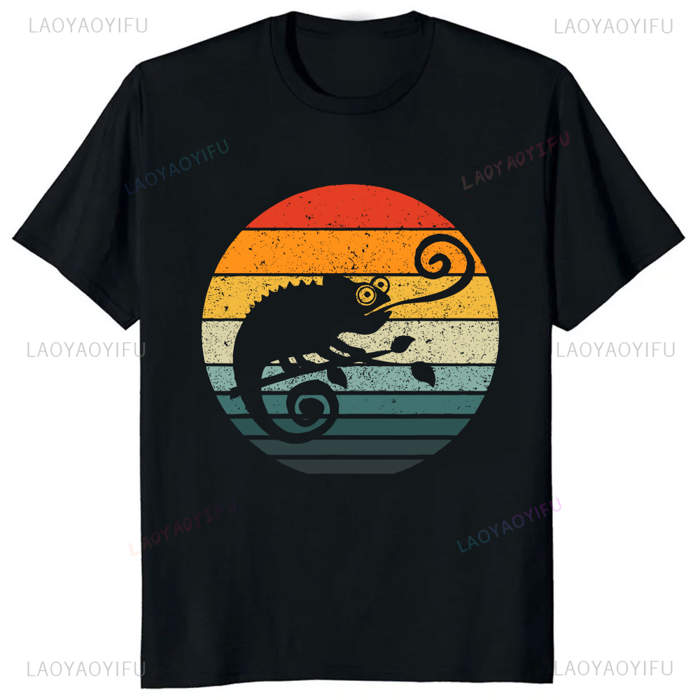 Women'S Fashion Graphic Tees - 재미있는 만화 그림자 그래픽 핀티드 카멜레온
