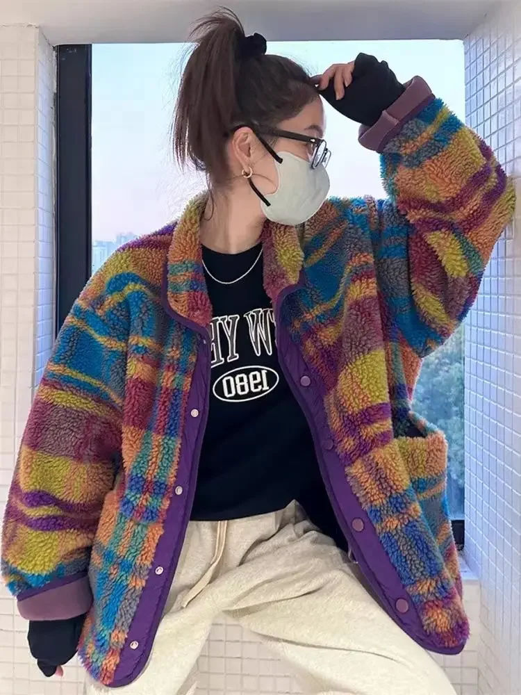 Sherpa Coat Women - 여성 코트 폴라 플리스 격자 무늬