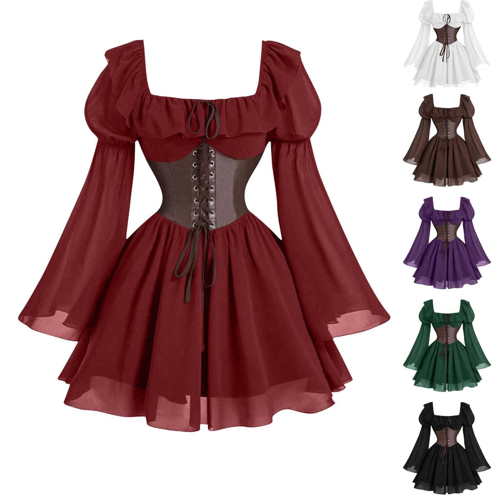 Women'S Fashion Victorian - 르네상스 중세 긴 소매 여성 퍼프