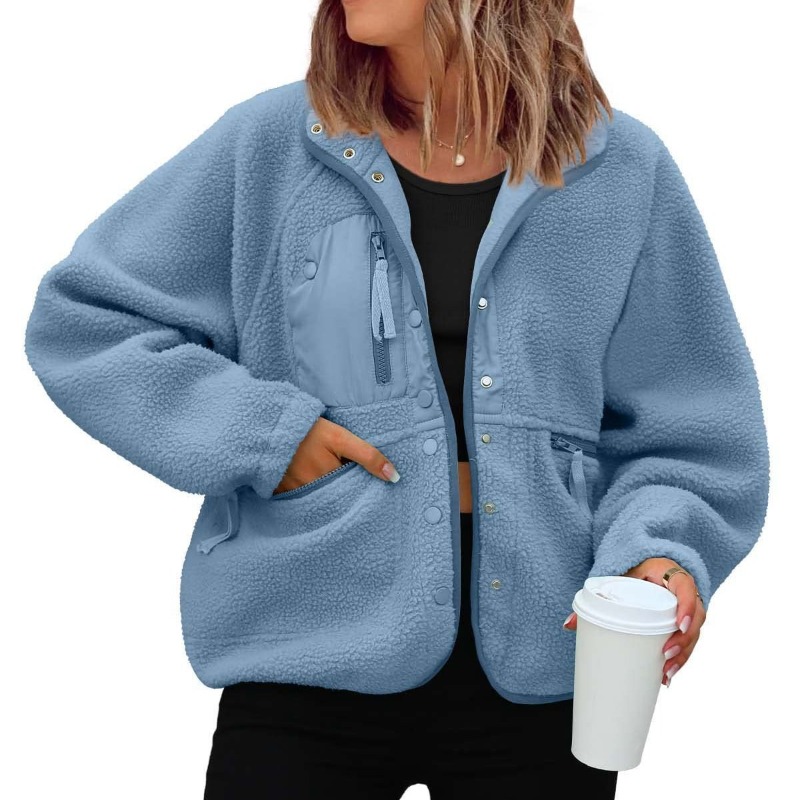 Sherpa Coat Women - 여성용 퍼지 플리스 재킷 가을 캐주얼