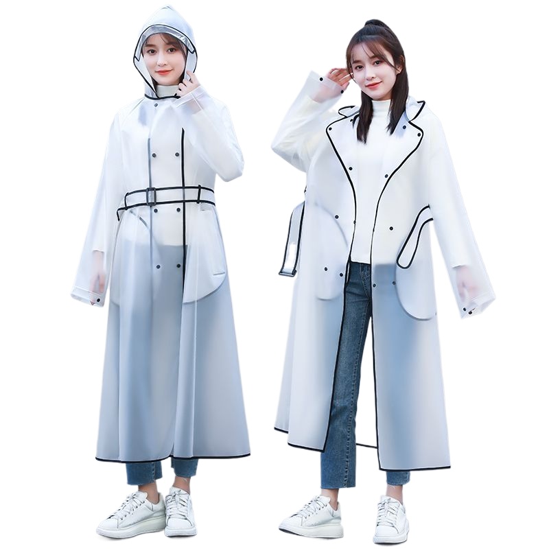 Women'S Fashion Raincoat - 패션 싱글 투명 우비 긴 후드