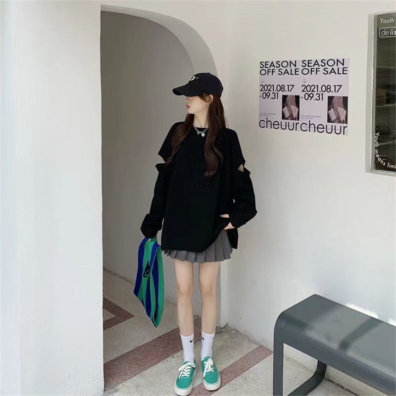 여성용 구멍 뚫린 루즈 트렌드 티셔츠, 긴팔 O넥 플러 - Women Fashion Uk 리뷰 및 가격