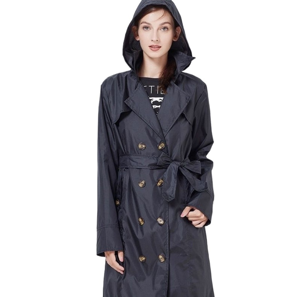 가벼운 방수 레인코트 성인용 롱 윈드브레이커 벨트 포함 - Women'S Fashion Raincoat 리뷰 및 가격