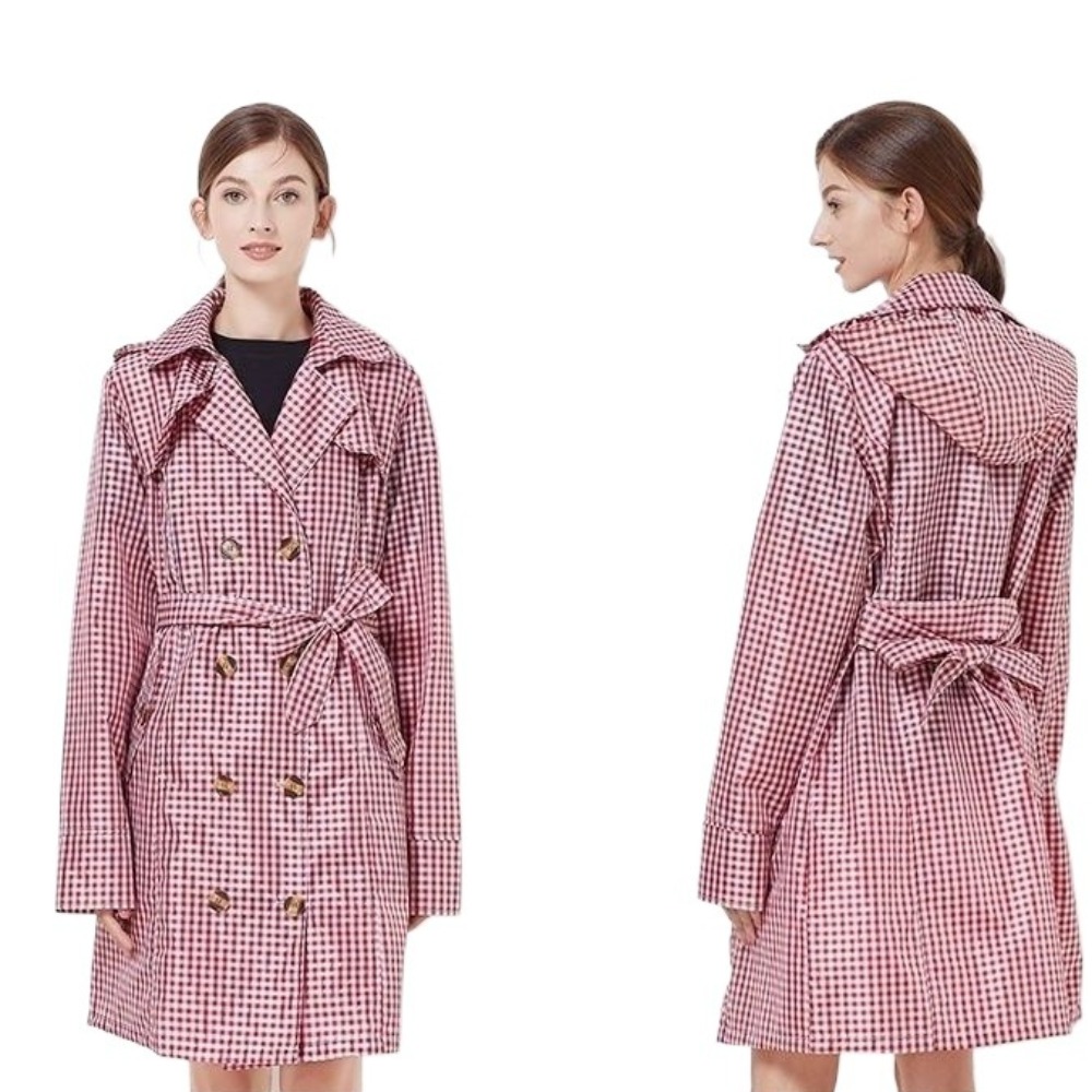 가벼운 방수 레인코트 성인용 롱 윈드브레이커 벨트 포함 - Women'S Fashion Raincoat 리뷰 및 가격