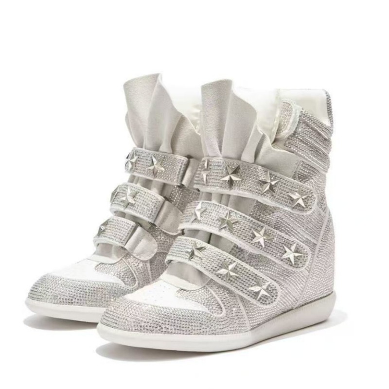 하이탑 히든허지 웨지 스니커즈 5.5CM 라인스톤 스타 - Women'S Fashion Velcro Sneakers 리뷰 및 가격