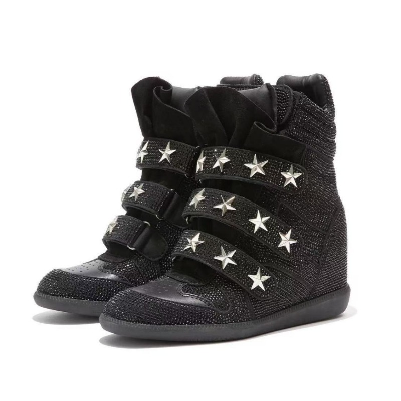 하이탑 히든허지 웨지 스니커즈 5.5CM 라인스톤 스타 - Women'S Fashion Velcro Sneakers 리뷰 및 가격