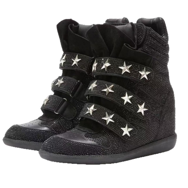 하이탑 히든허지 웨지 스니커즈 5.5CM 라인스톤 스타 - Women'S Fashion Velcro Sneakers 리뷰 및 가격