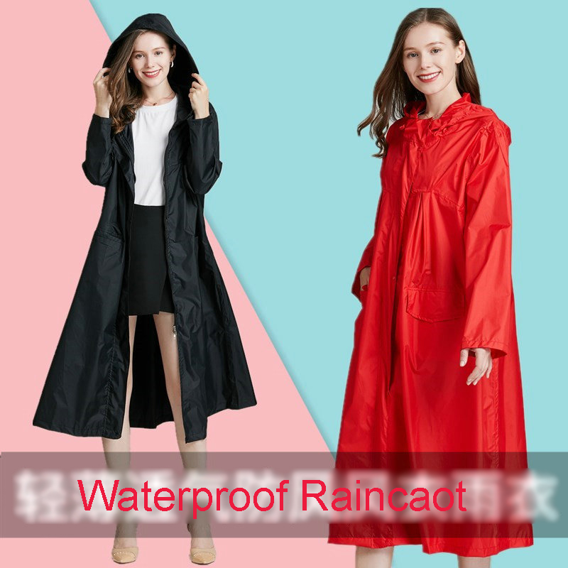 여성용 경량 레드 블랙 통기성 레인 코트, 방수 롱 레 - Women'S Fashion Raincoat 리뷰 및 가격
