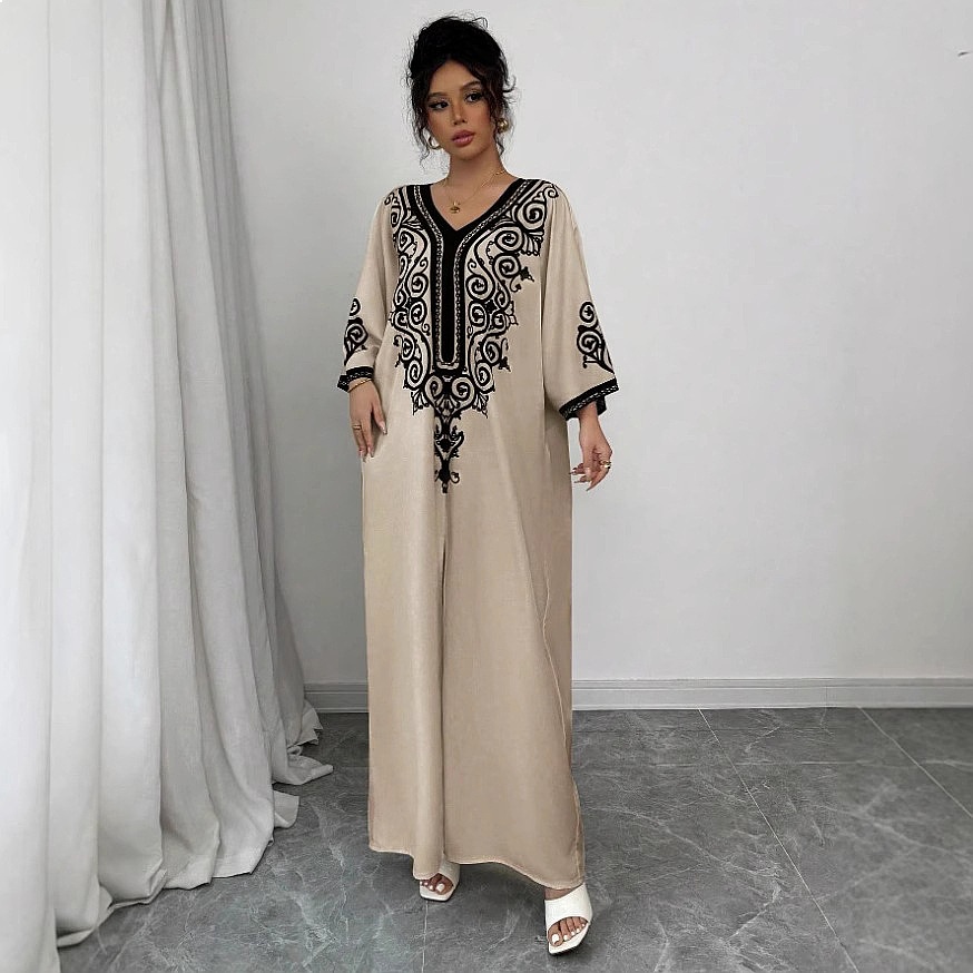 V넥 플로럴 프린트 맥시 드레스 루즈 보헤미안 롱 드레 - Maxi Dress Boho 리뷰 및 가격