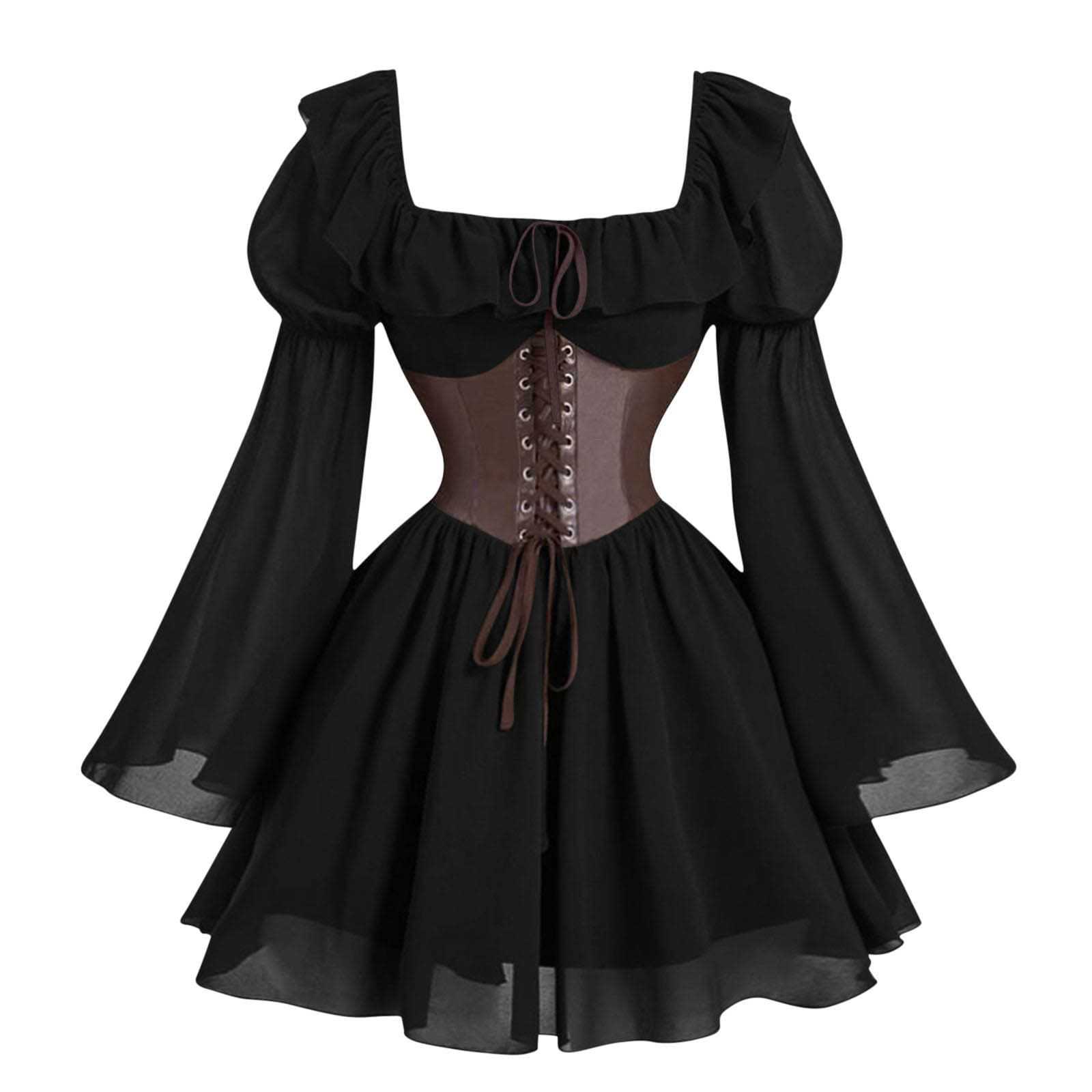 르네상스 중세 긴 소매 여성 퍼프 슬리브 드레스 할로윈 - Women'S Fashion Victorian 리뷰 및 가격