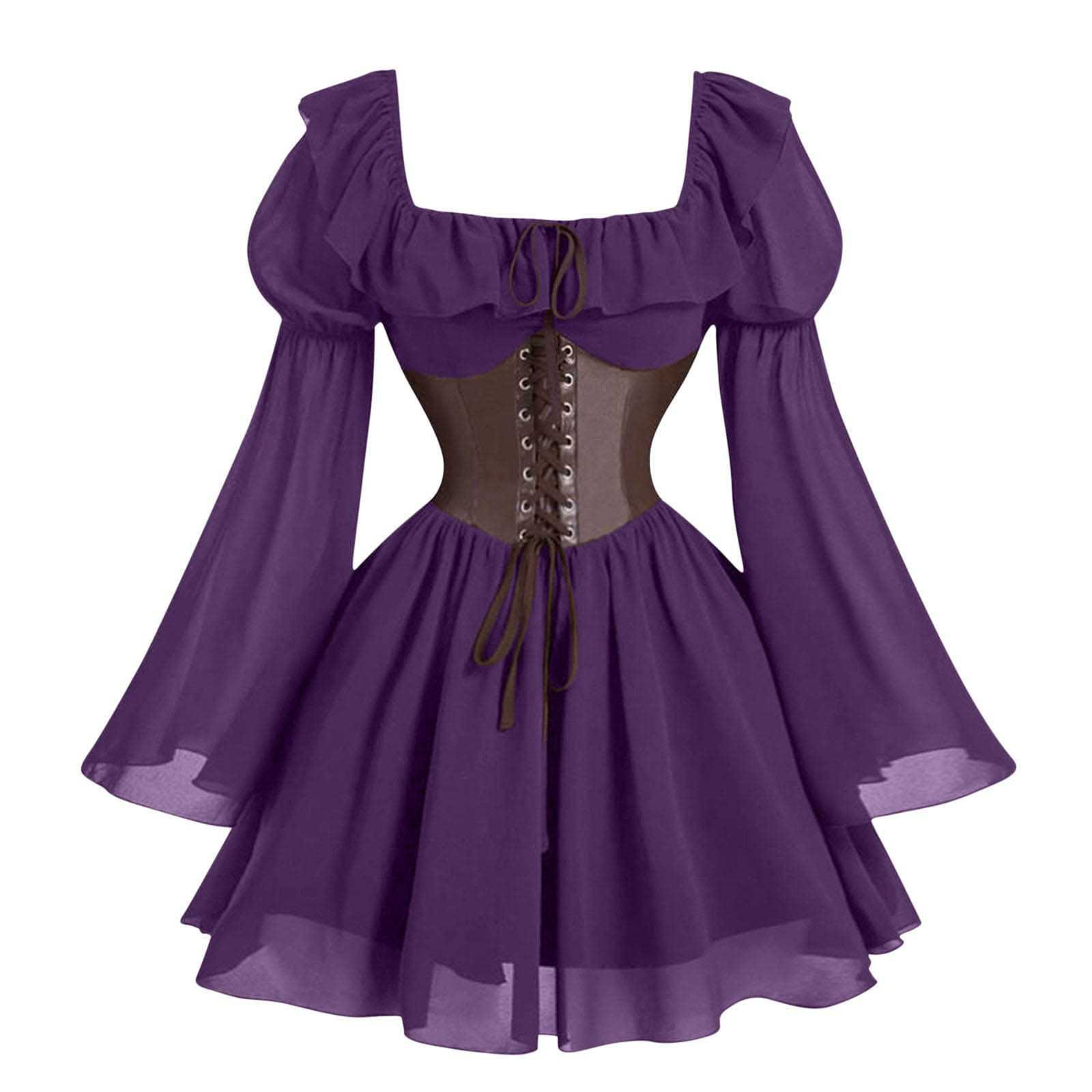 르네상스 중세 긴 소매 여성 퍼프 슬리브 드레스 할로윈 - Women'S Fashion Victorian 리뷰 및 가격