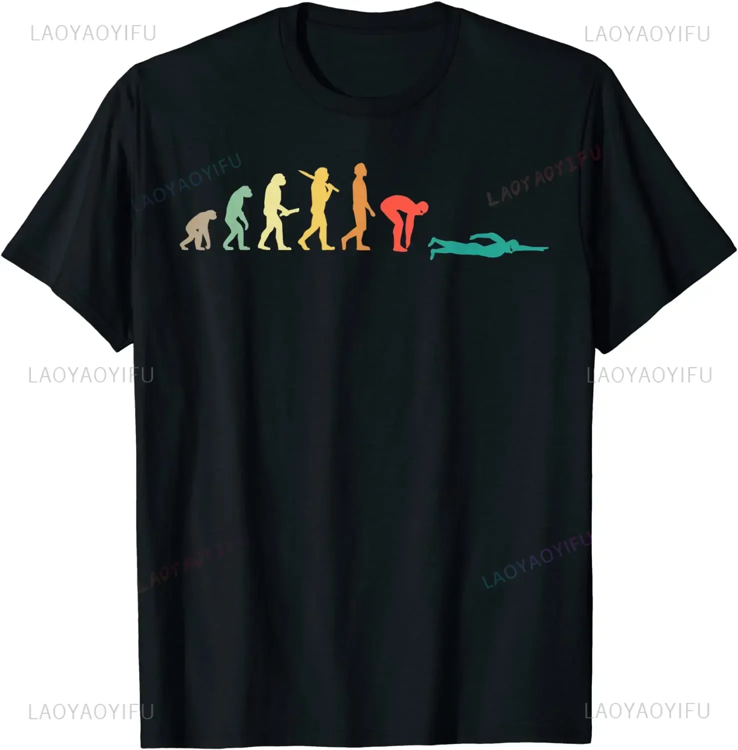수영 선수를위한 레트로 그래픽 수영 진화 선물 캐주얼  - Women'S Fashion Graphic Tees 리뷰 및 가격