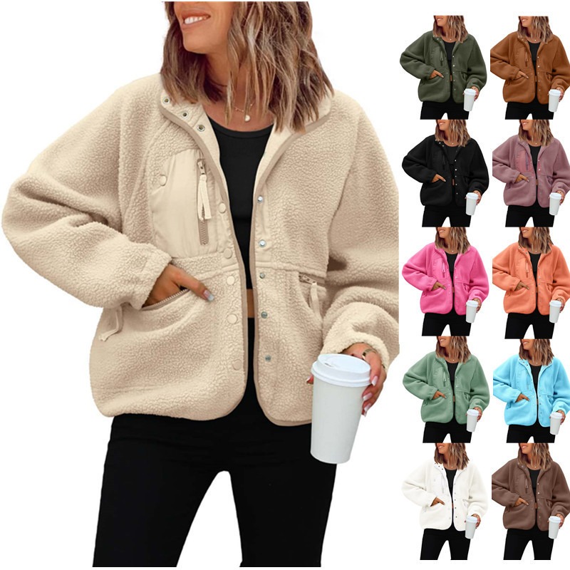 여성용 퍼지 플리스 재킷 가을 캐주얼 긴 소매 크롭 버 - Sherpa Coat Women 리뷰 및 가격