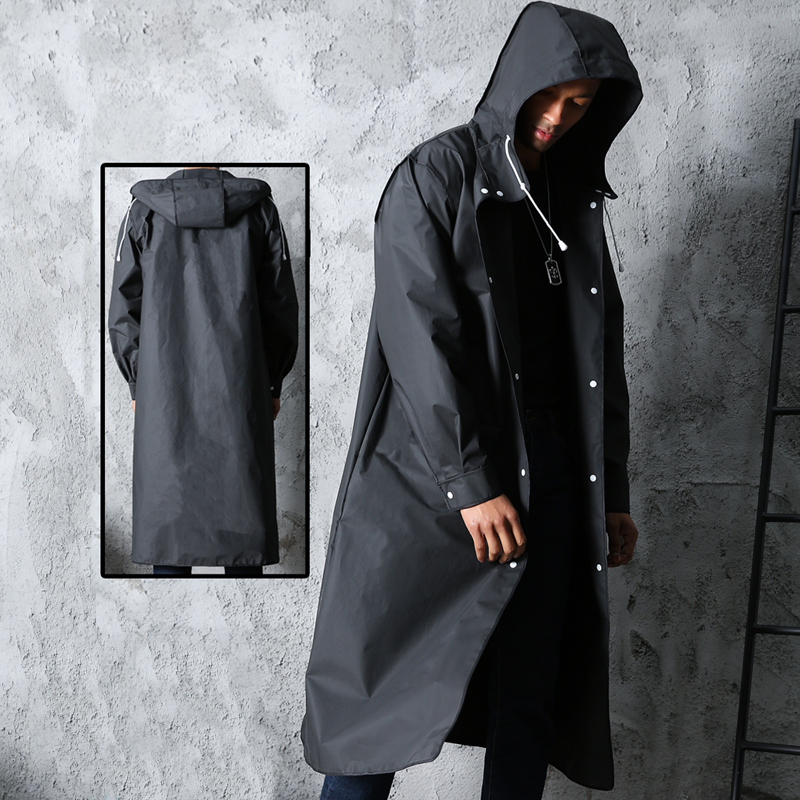 블랙 패션 성인 방수 긴 비옷 여성 남성 비옷 야외 하 - Women'S Fashion Raincoat 리뷰 및 가격