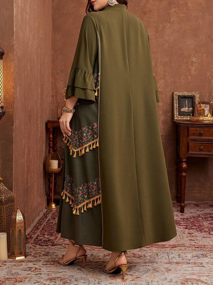 GIBSIE 플러스 사이즈 에스닉 스타일 프린트 태슬  - Maxi Dress Boho 리뷰 및 가격