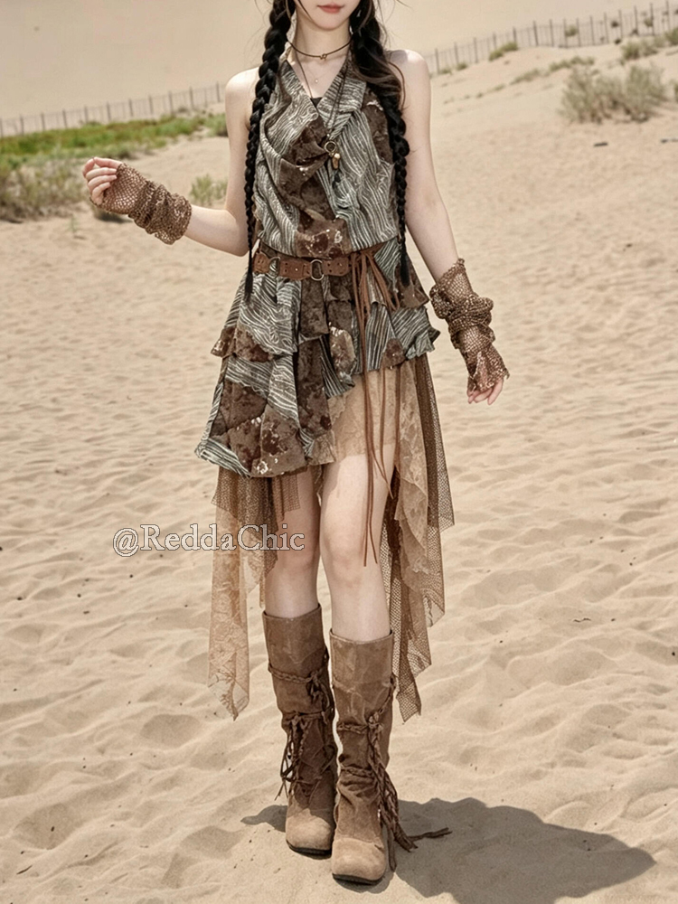 ReddaChic 레트로 보헤미안 불규칙 드레스 세트  - Maxi Dress Boho 리뷰 및 가격